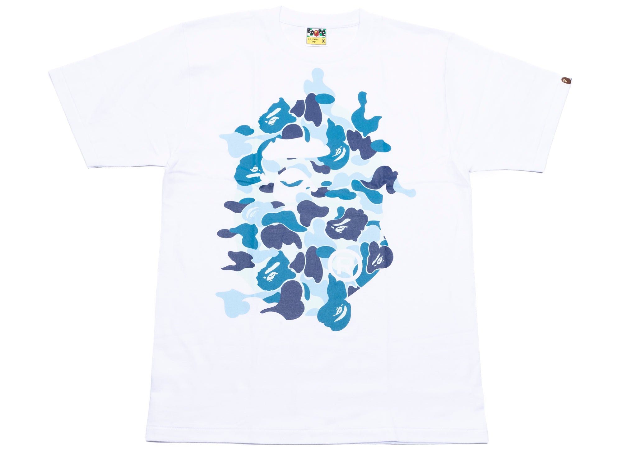 A Bathing Ape ABC Camo Rebuild Big Ape Head Tee in White/Blue xld