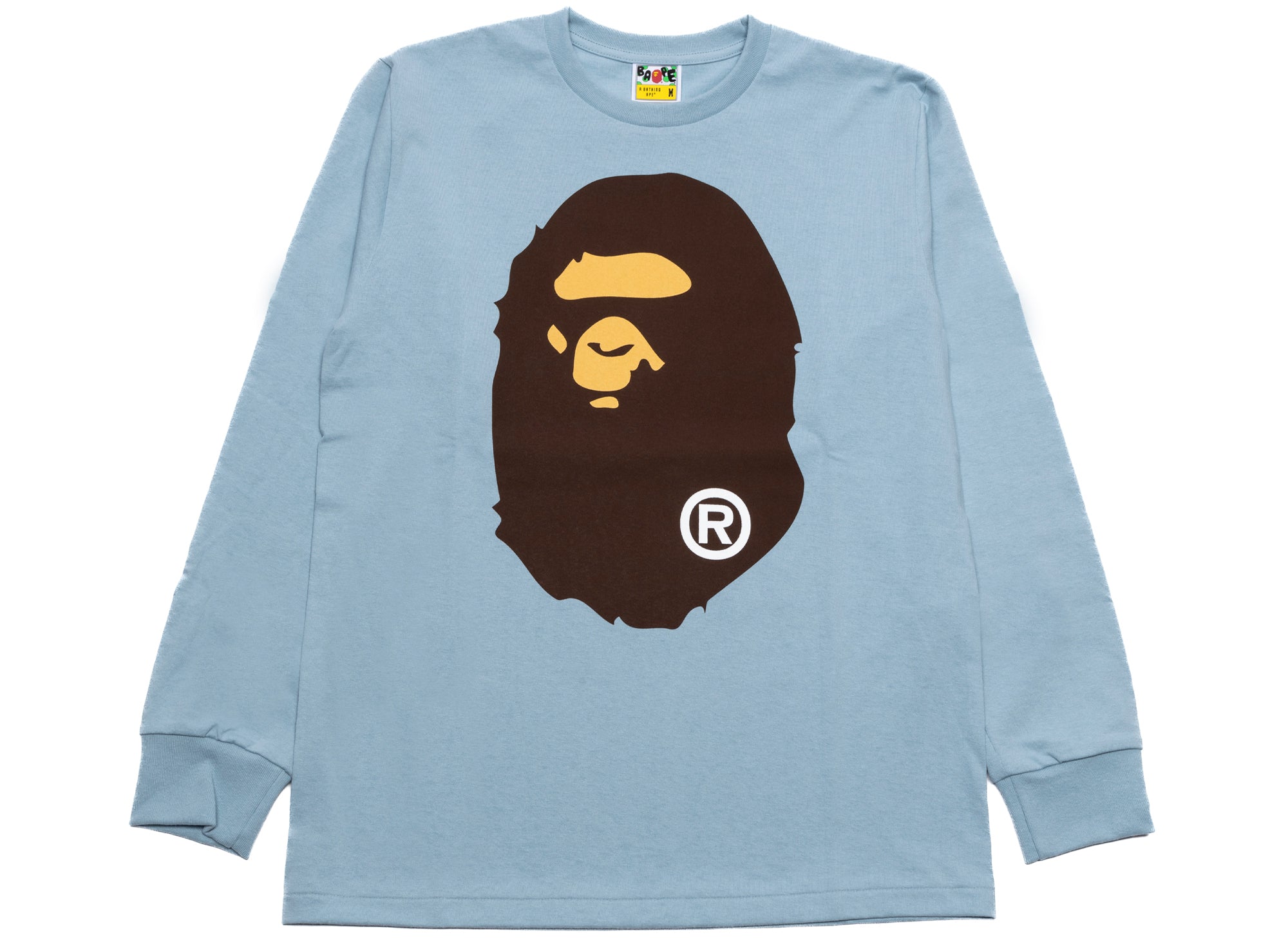 A Bathing Ape Big Ape Head L/S Tee in Sax xld