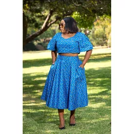 African Short Sleeve Top and Skirt Set