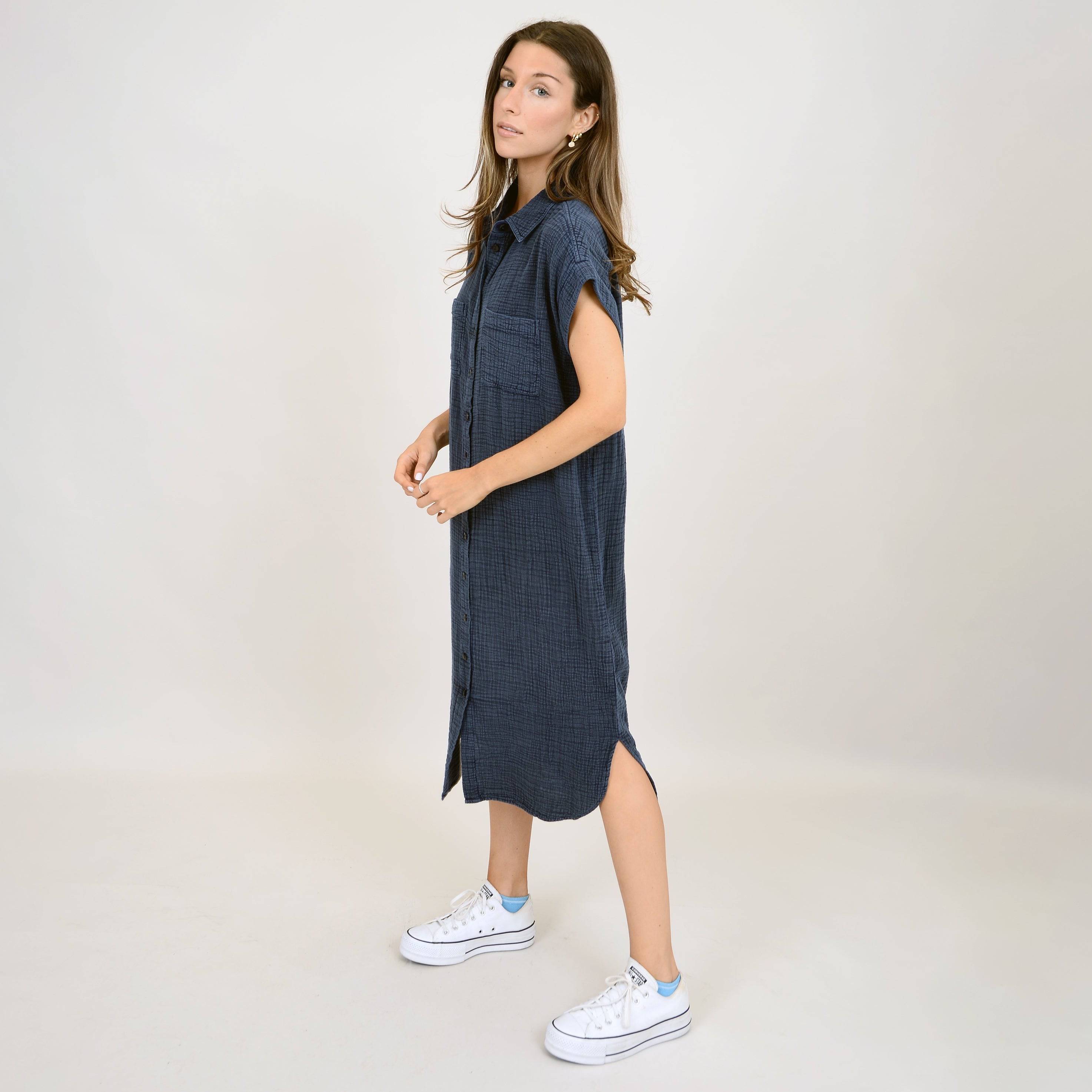 Aira Shirt Dress | Bubble Gauze