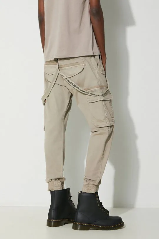 Alpha Industries trousers Utility Pant men's beige color 128202