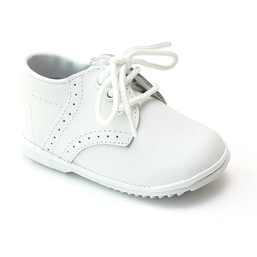 Angel Baby Boys White Leather Dress Lace Up Oxfords