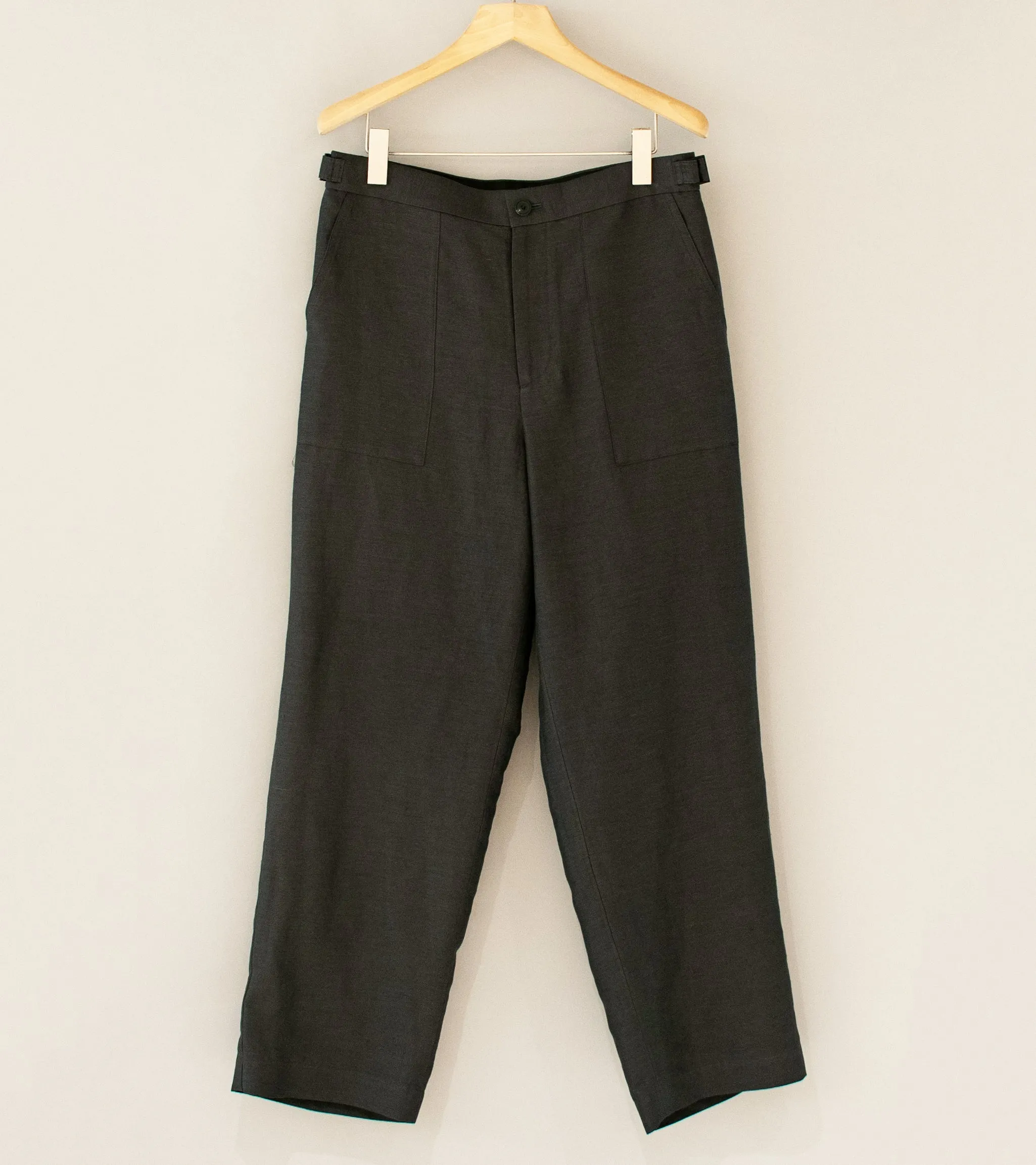 Aton 'Baker Pants' (Charcoal Gray Cotton Hemp Satin)