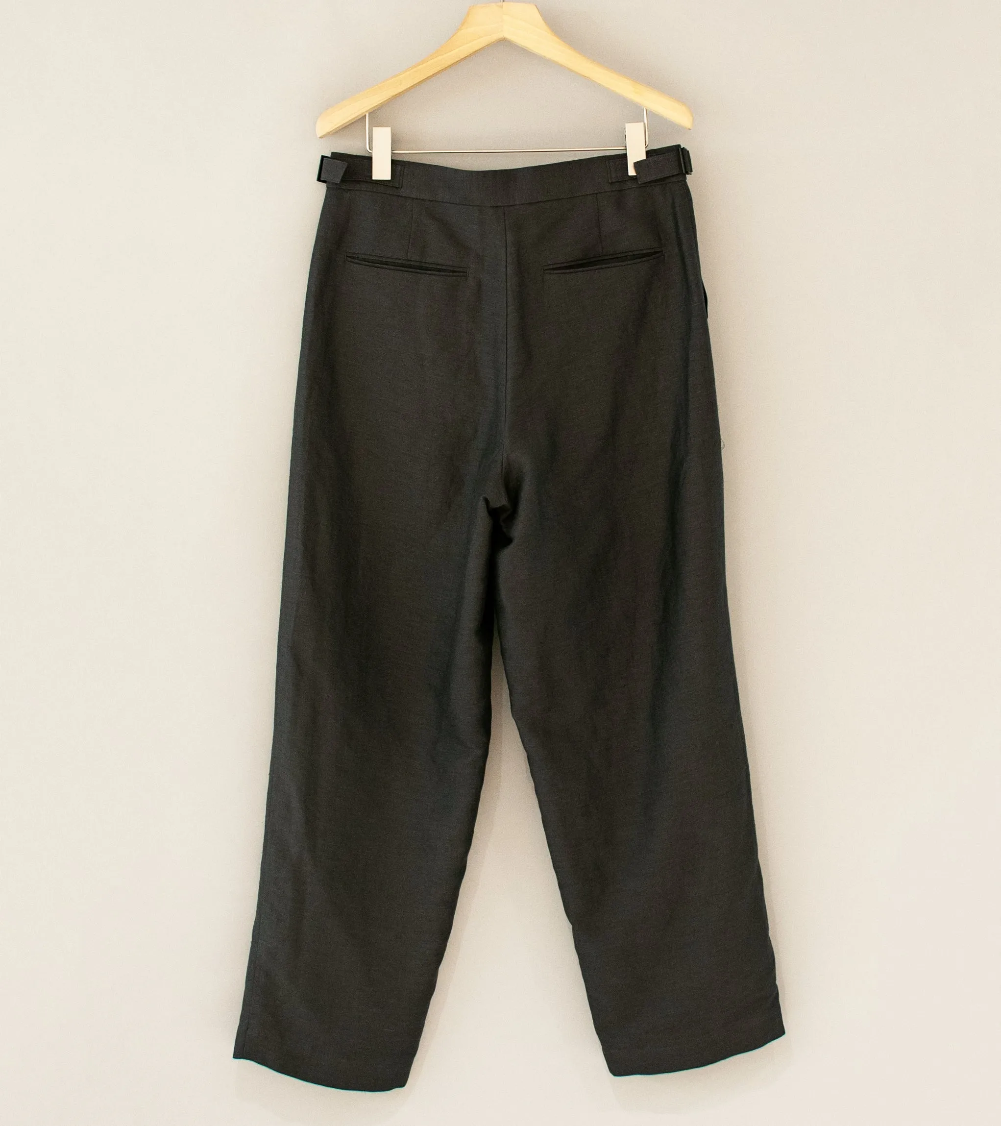 Aton 'Baker Pants' (Charcoal Gray Cotton Hemp Satin)