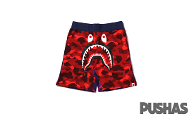 BAPE Crazy Camo Shark Sweat Shorts 'Red' (2022)