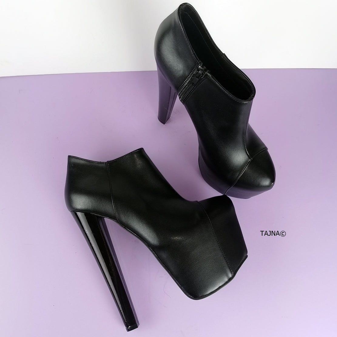 Black Hidden Platform Ankle Booties