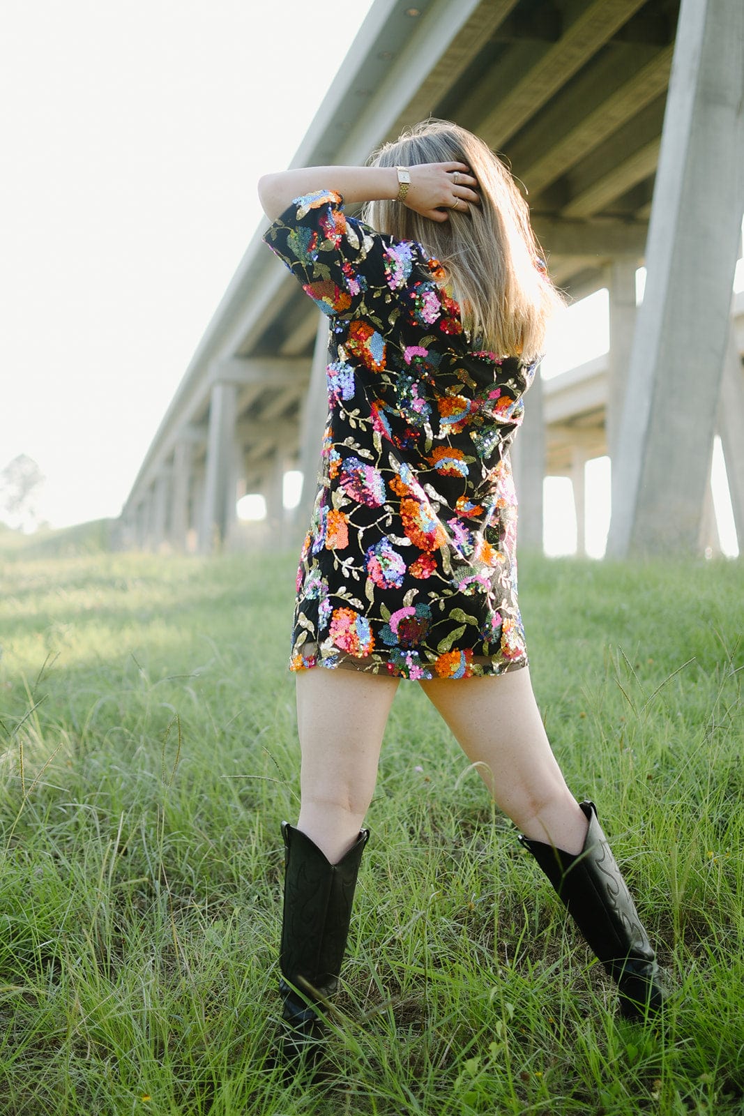 Black Multicolor Sequin Shirt Dress