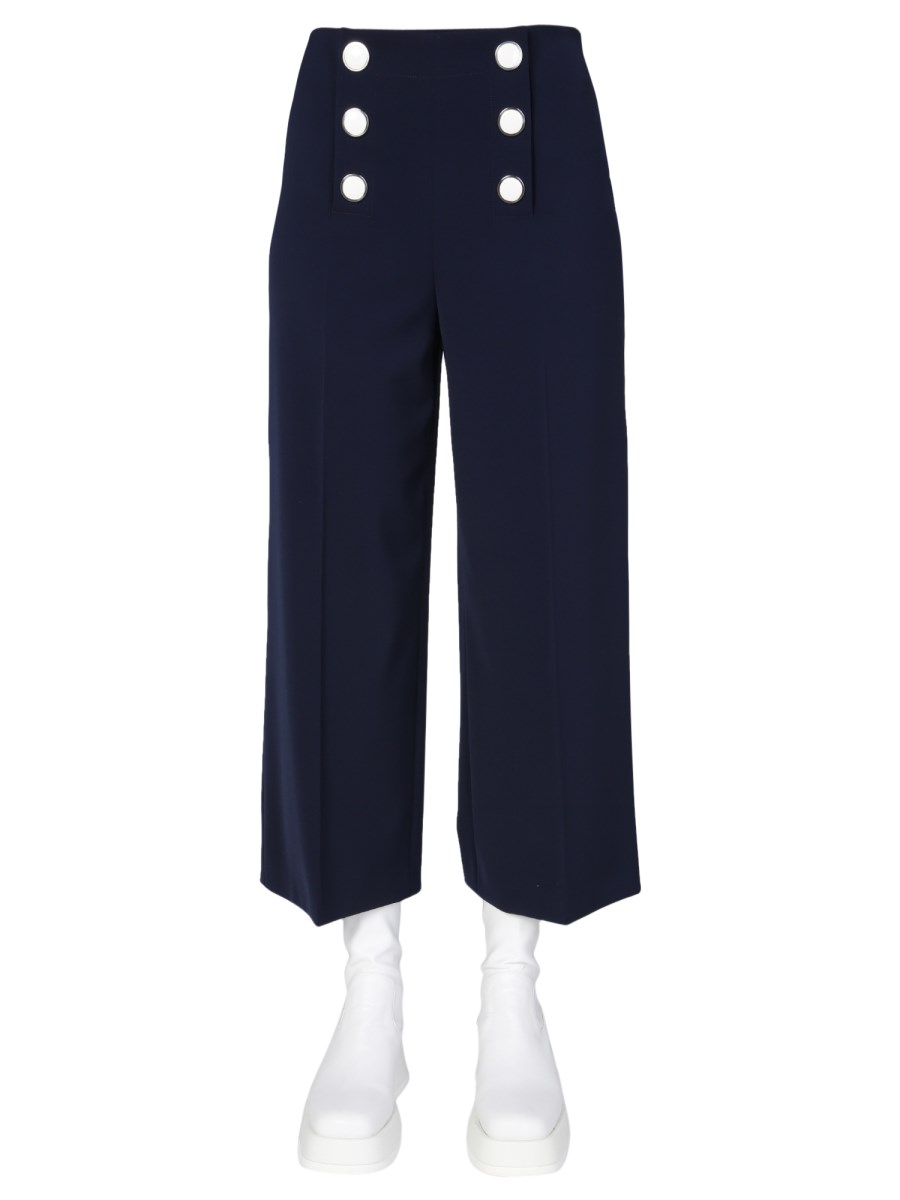 BOUTIQUE MOSCHINO    WIDE LEG PANTS WITH LOGO BUTTONS