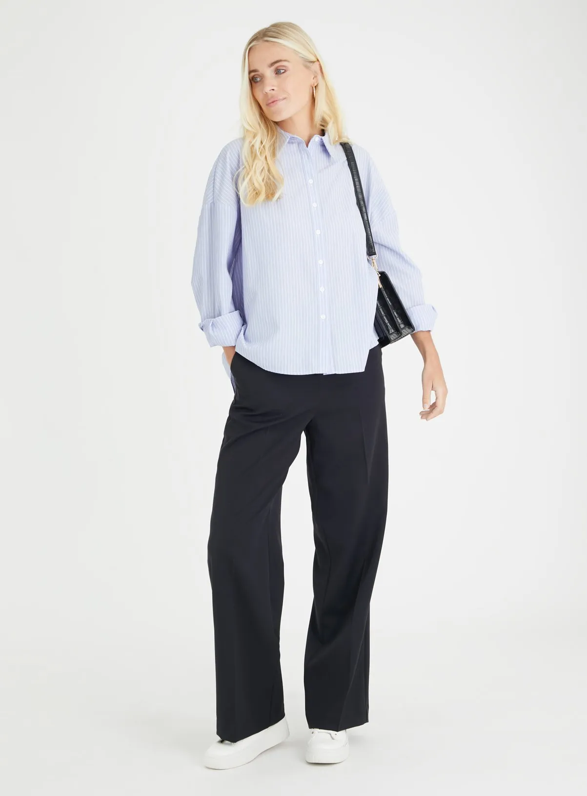 Buy Black Wide Leg Trousers 8L | Trousers | Tu