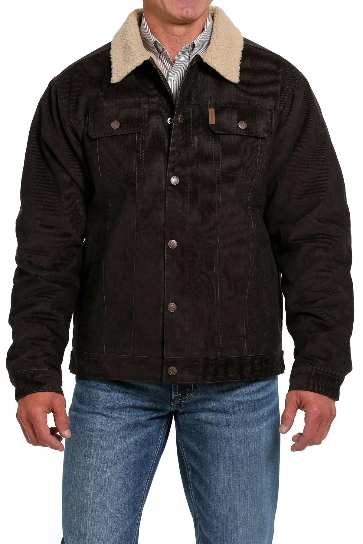 Cinch Men's Brown Corduroy Sherpa Lined Trucker Jacket