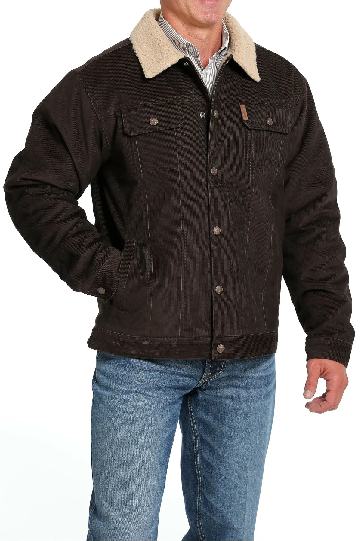 Cinch Men's Brown Corduroy Sherpa Lined Trucker Jacket