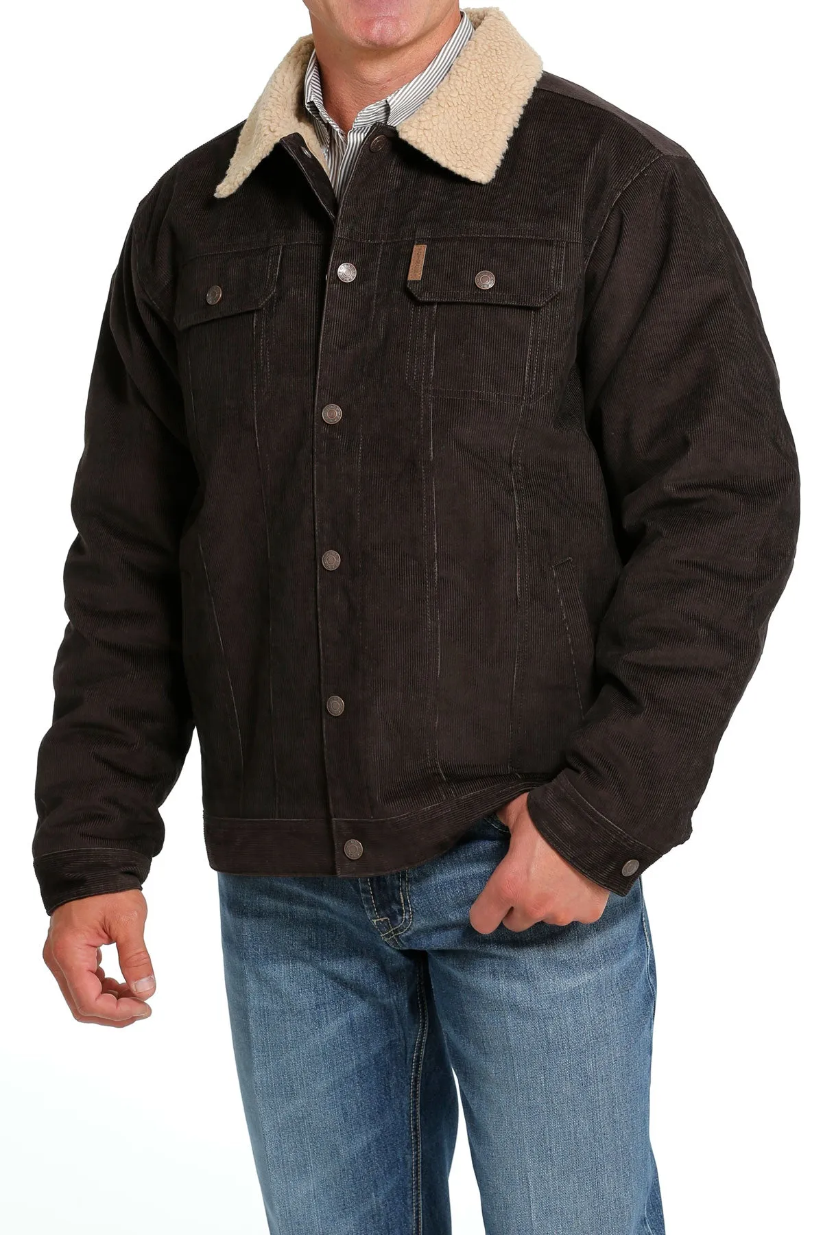 Cinch Men's Brown Corduroy Sherpa Lined Trucker Jacket