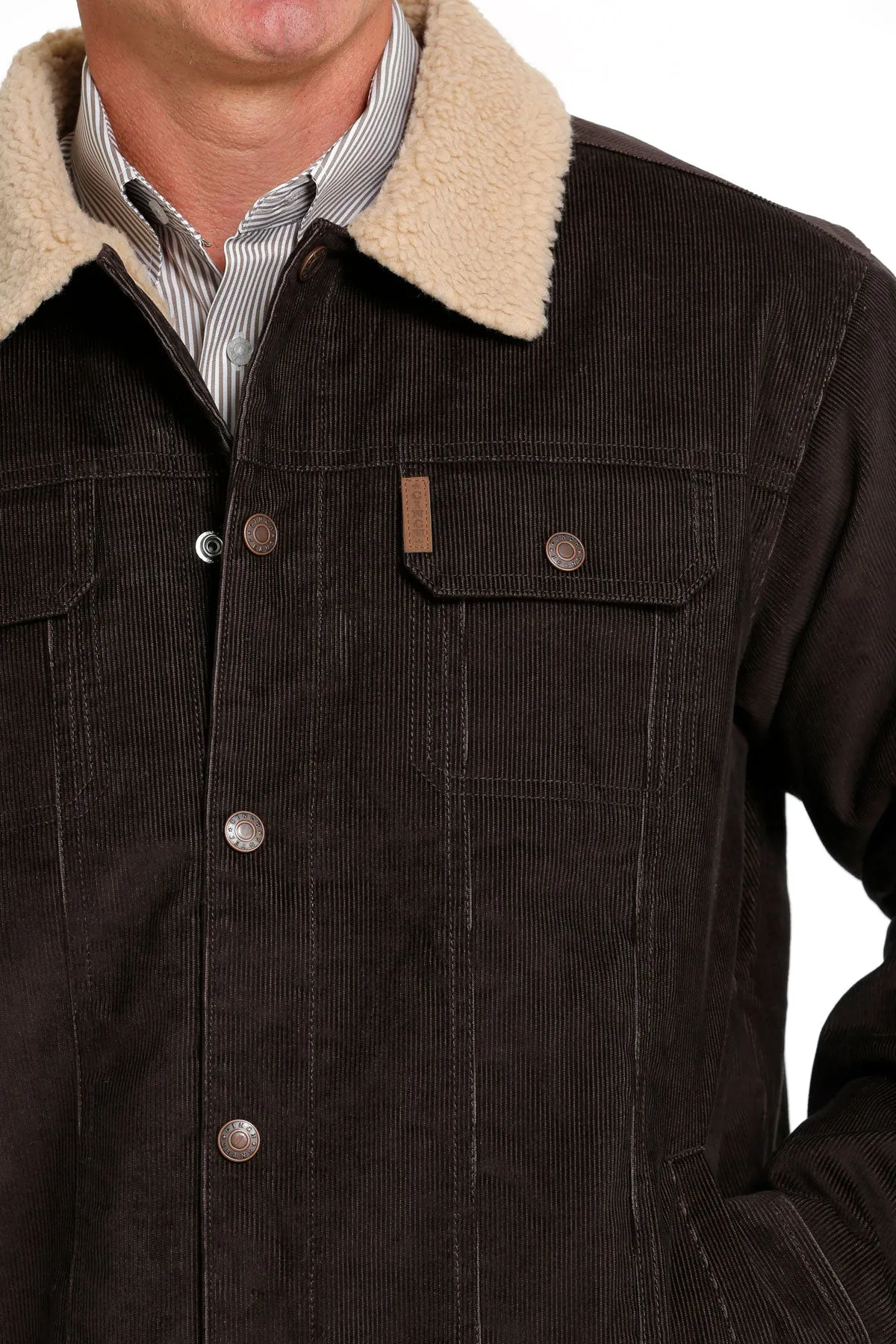 Cinch Men's Brown Corduroy Sherpa Lined Trucker Jacket