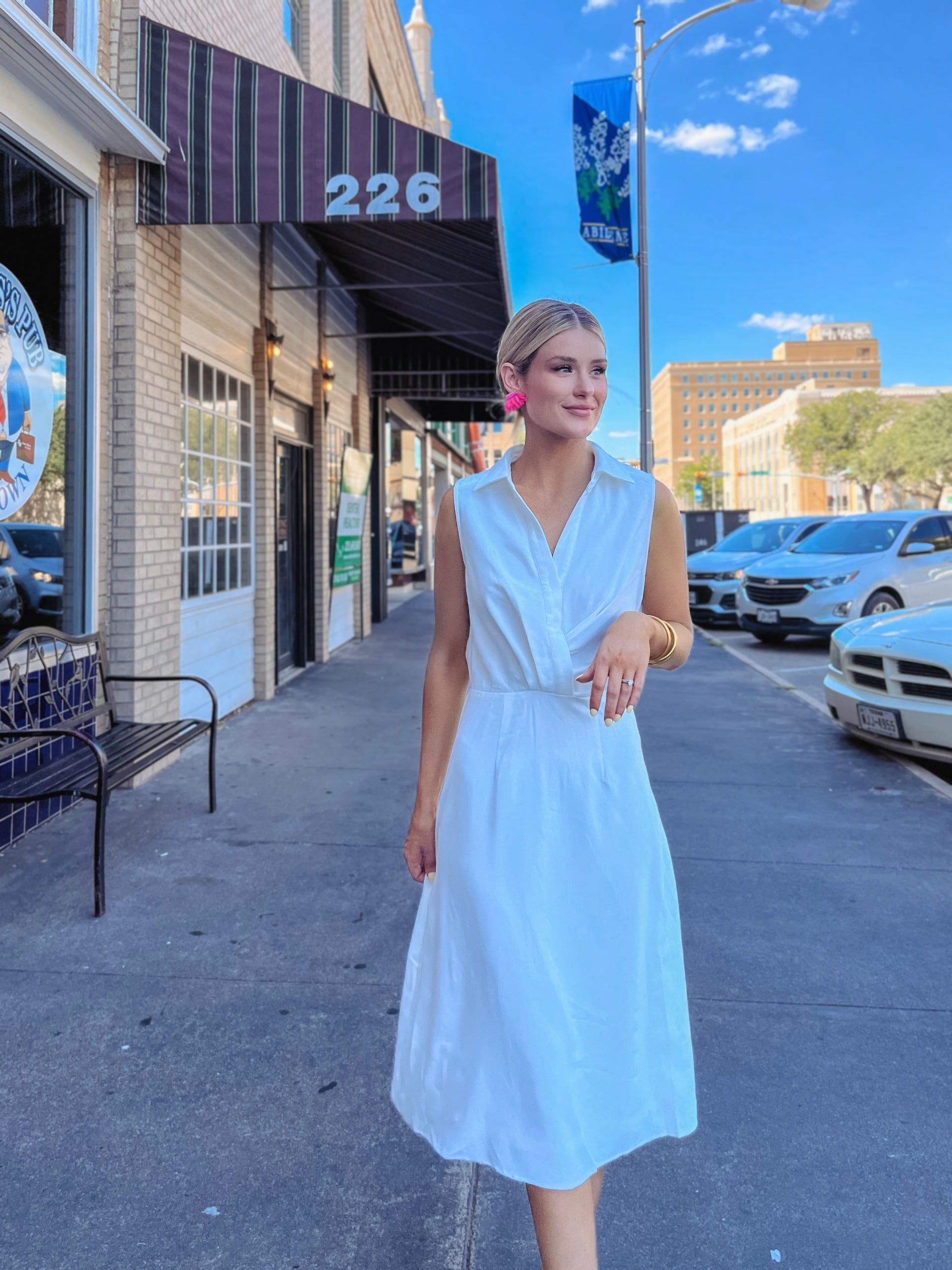 Collared Shirt Dress - White