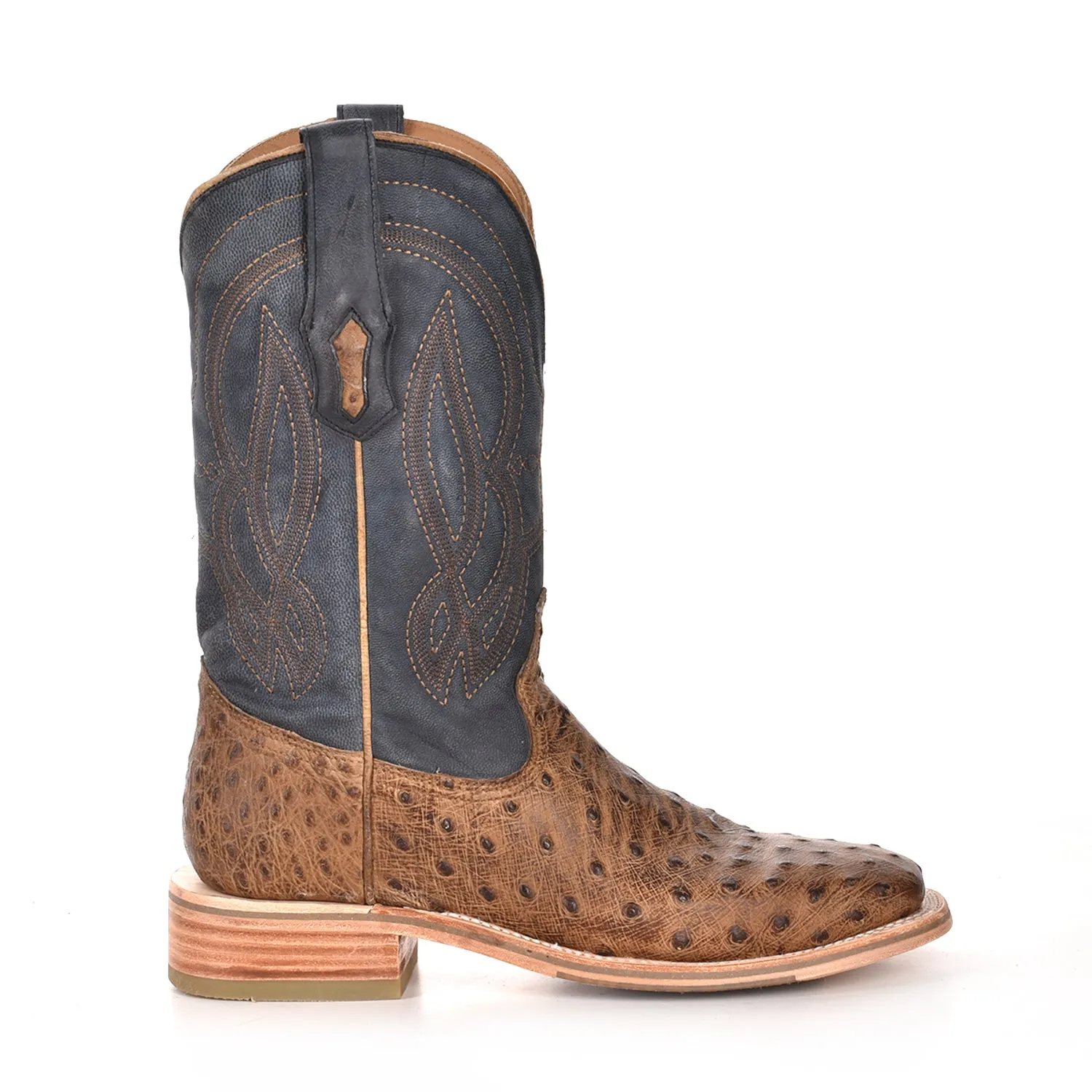 Corral Mens Cowboy Boots Ostrich Navy/Orix Brown