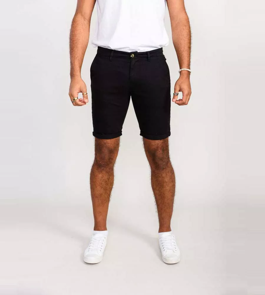 D555 Mens Black Stretch Chino Shorts (NELSON 2)