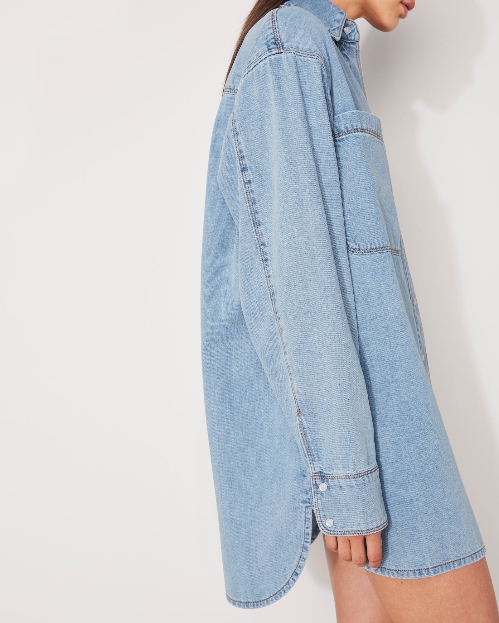 DENIM SHIRT DRESS - FADED INDIGO