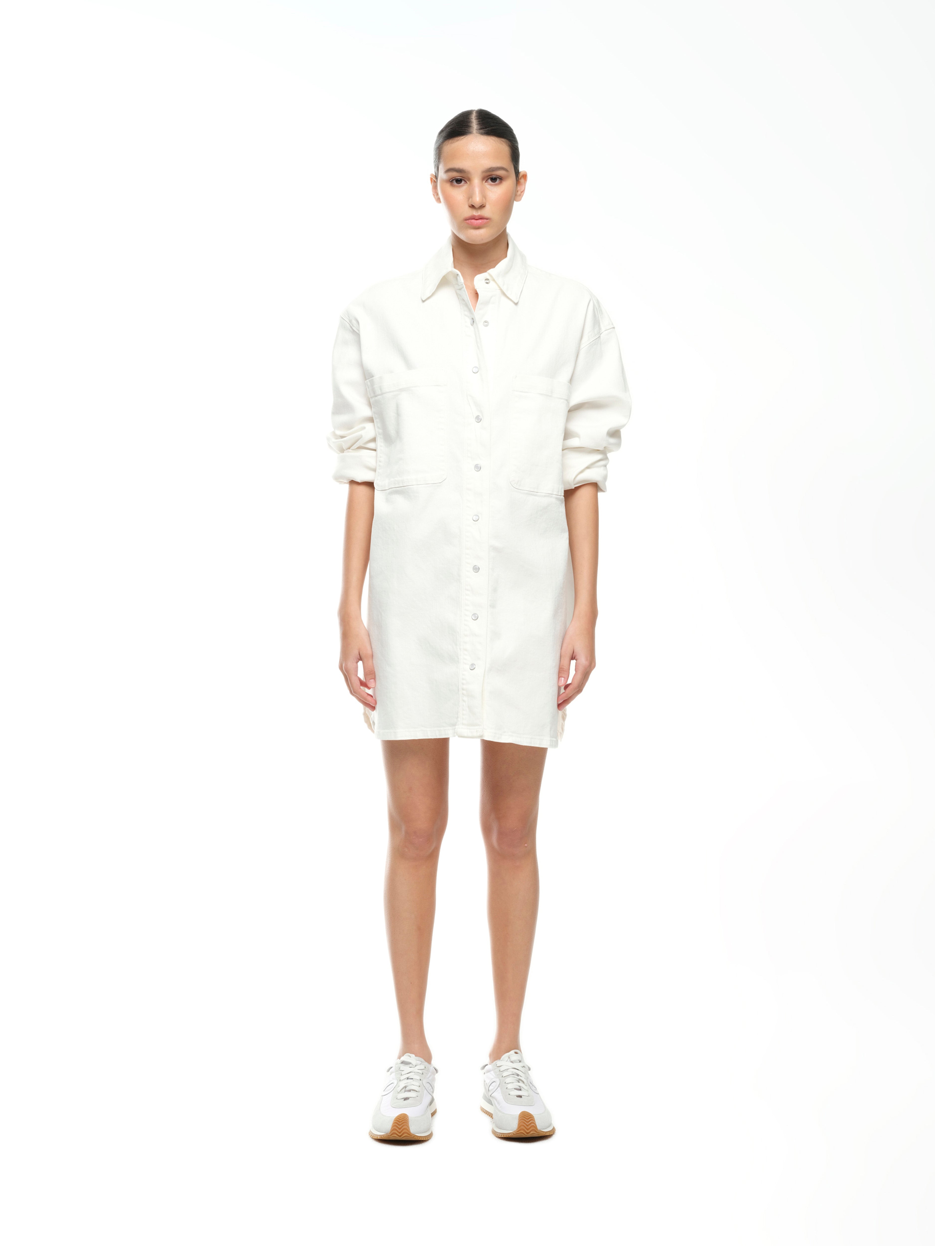 DENIM SHIRT DRESS - OFF WHITE