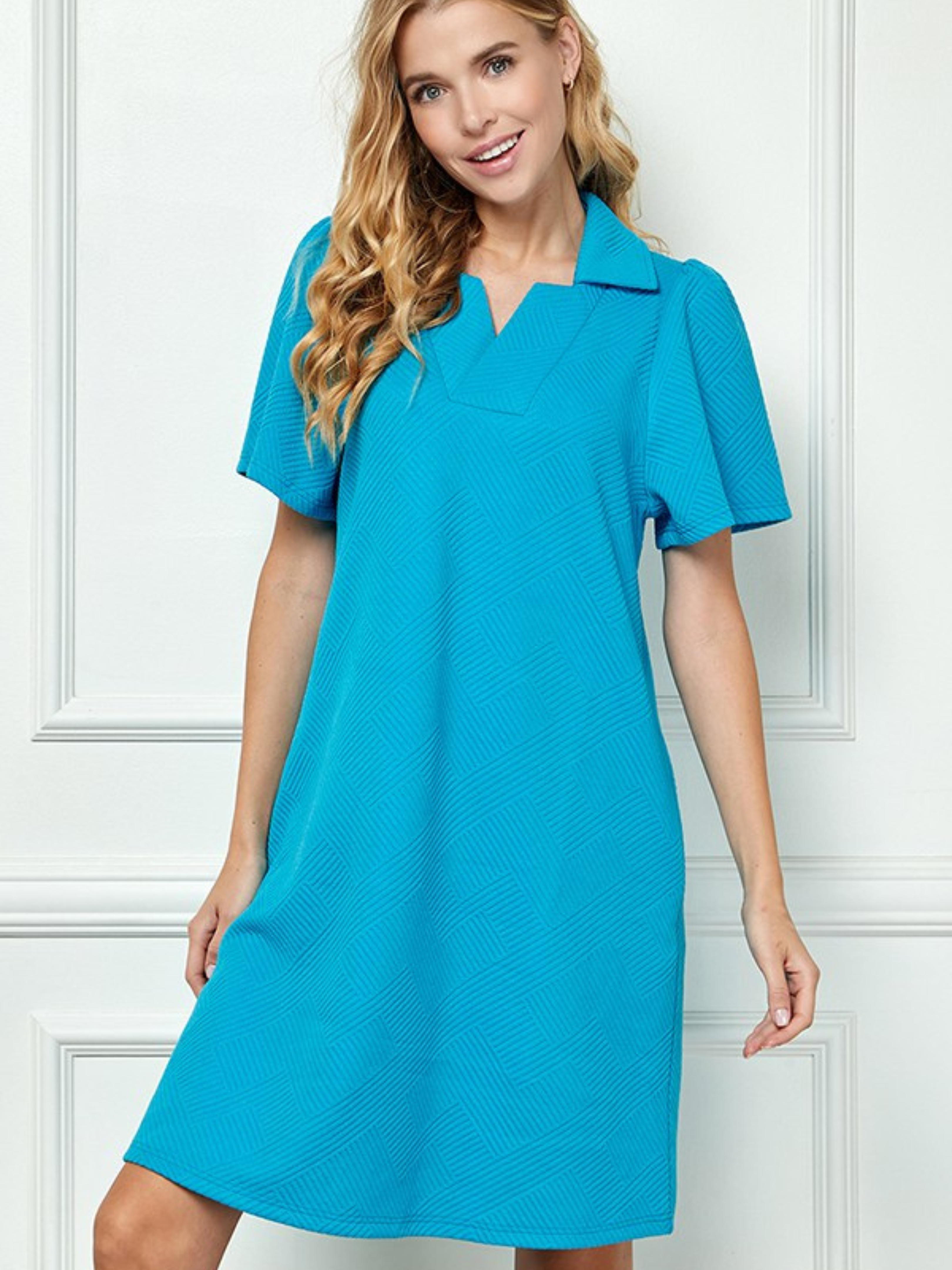 Easy Textured Dress - Aqua