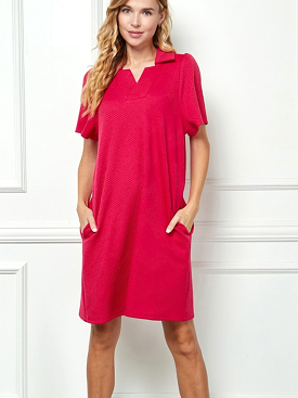 Easy Textured Dress - Barbie Pink