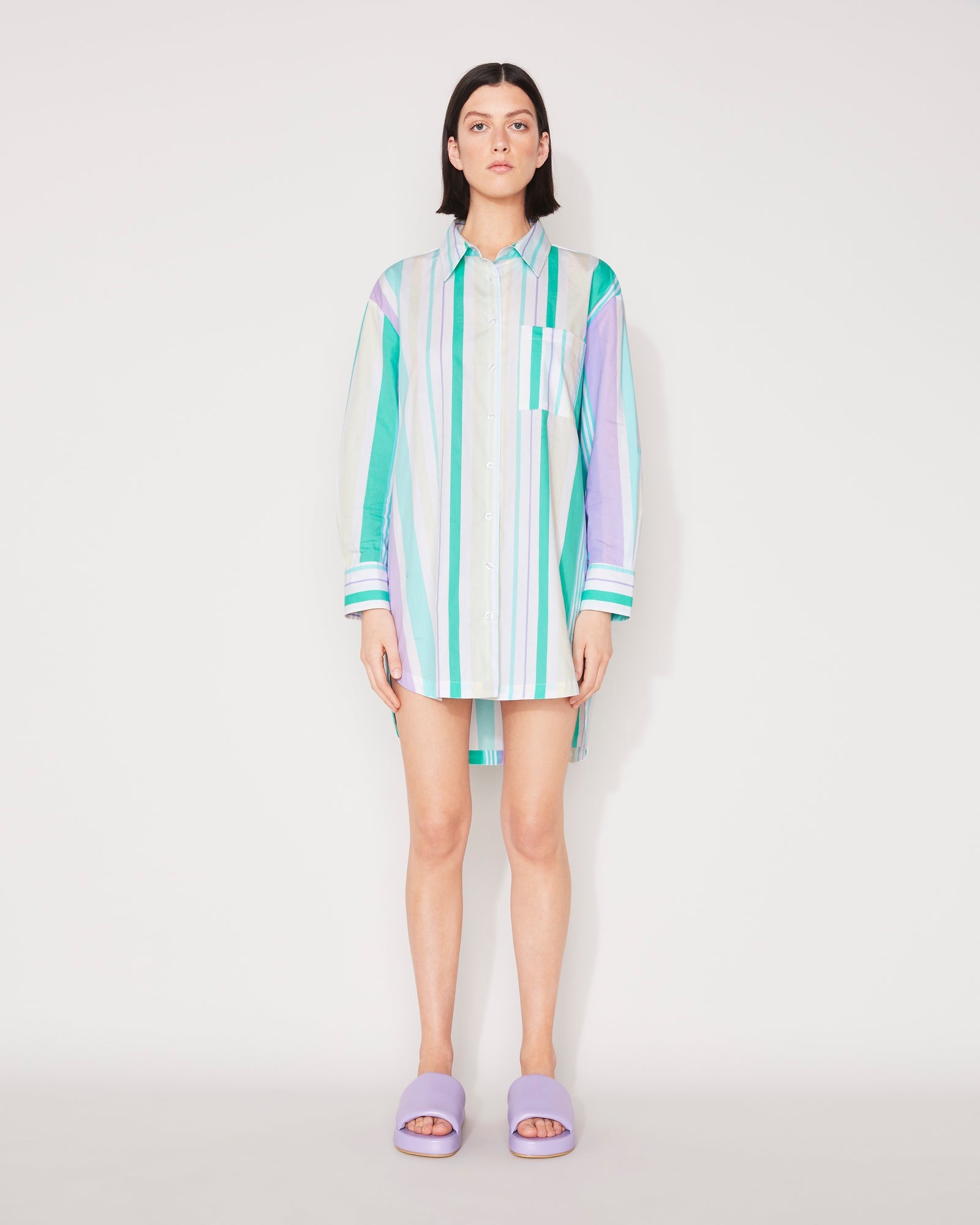 EVERYDAY SHIRT DRESS - LAVENDER MULTI STRIPE