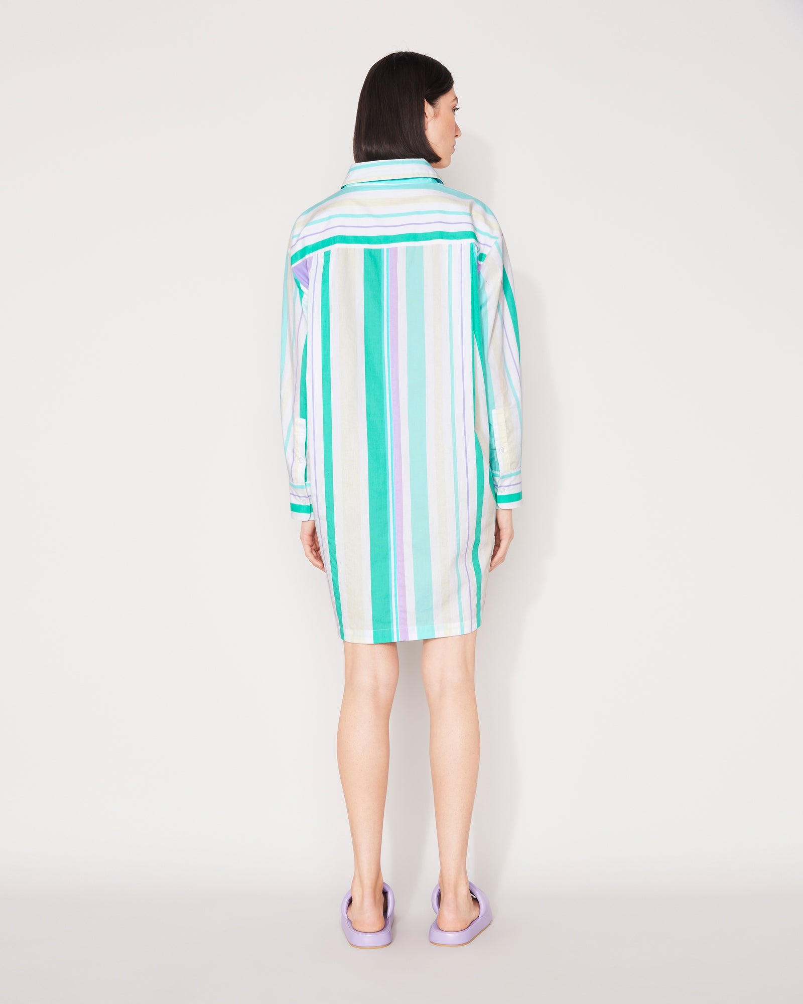 EVERYDAY SHIRT DRESS - LAVENDER MULTI STRIPE