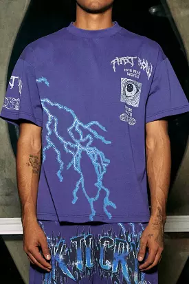 FIRST ROW IT'S MAD WORLD, OK TO CRY LIGHTNING TEE (PURPLE)