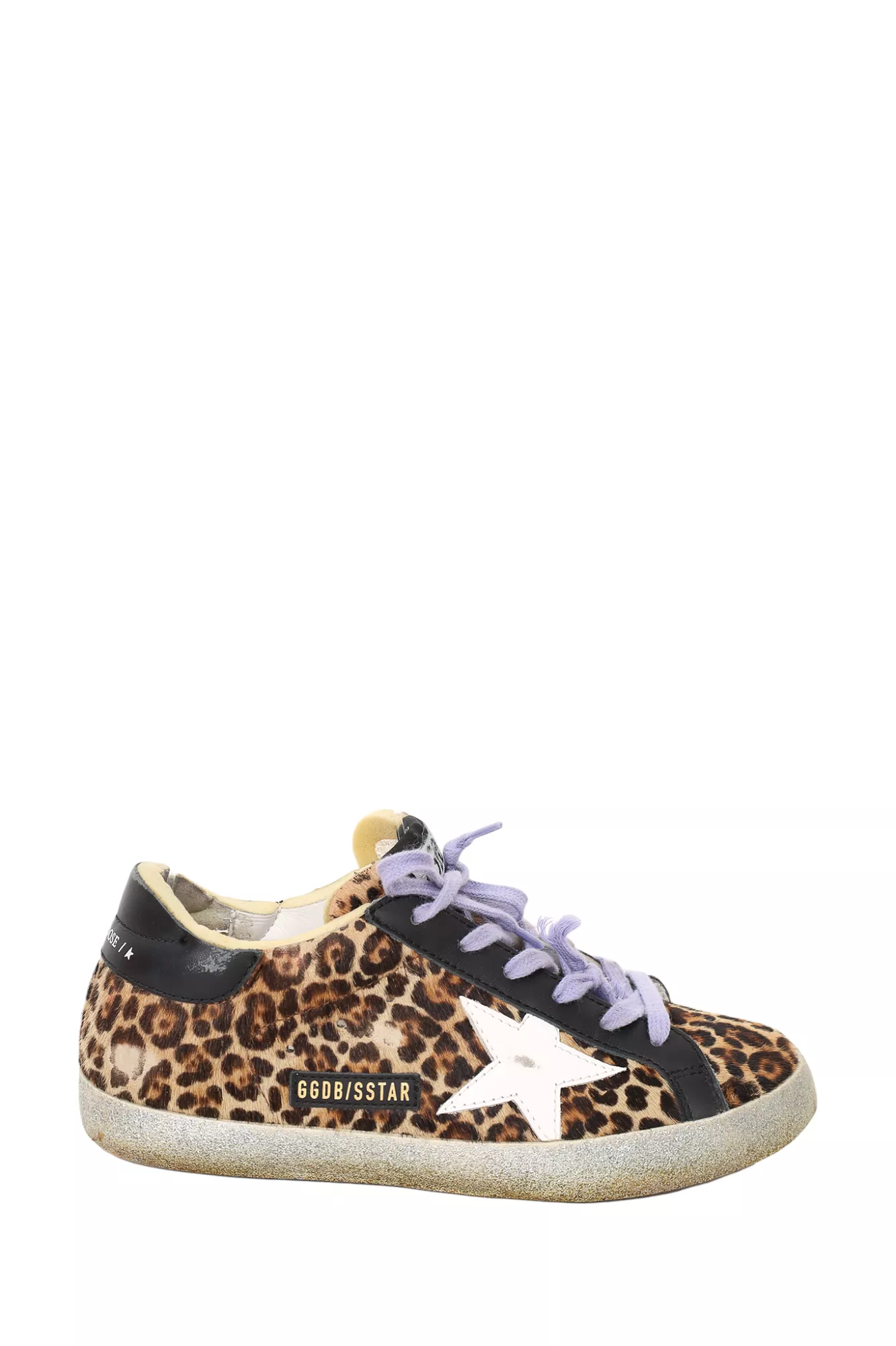 Golden Goose Deluxe Brand Leopard Print Pony Hair Distressed Sneaker Size 38