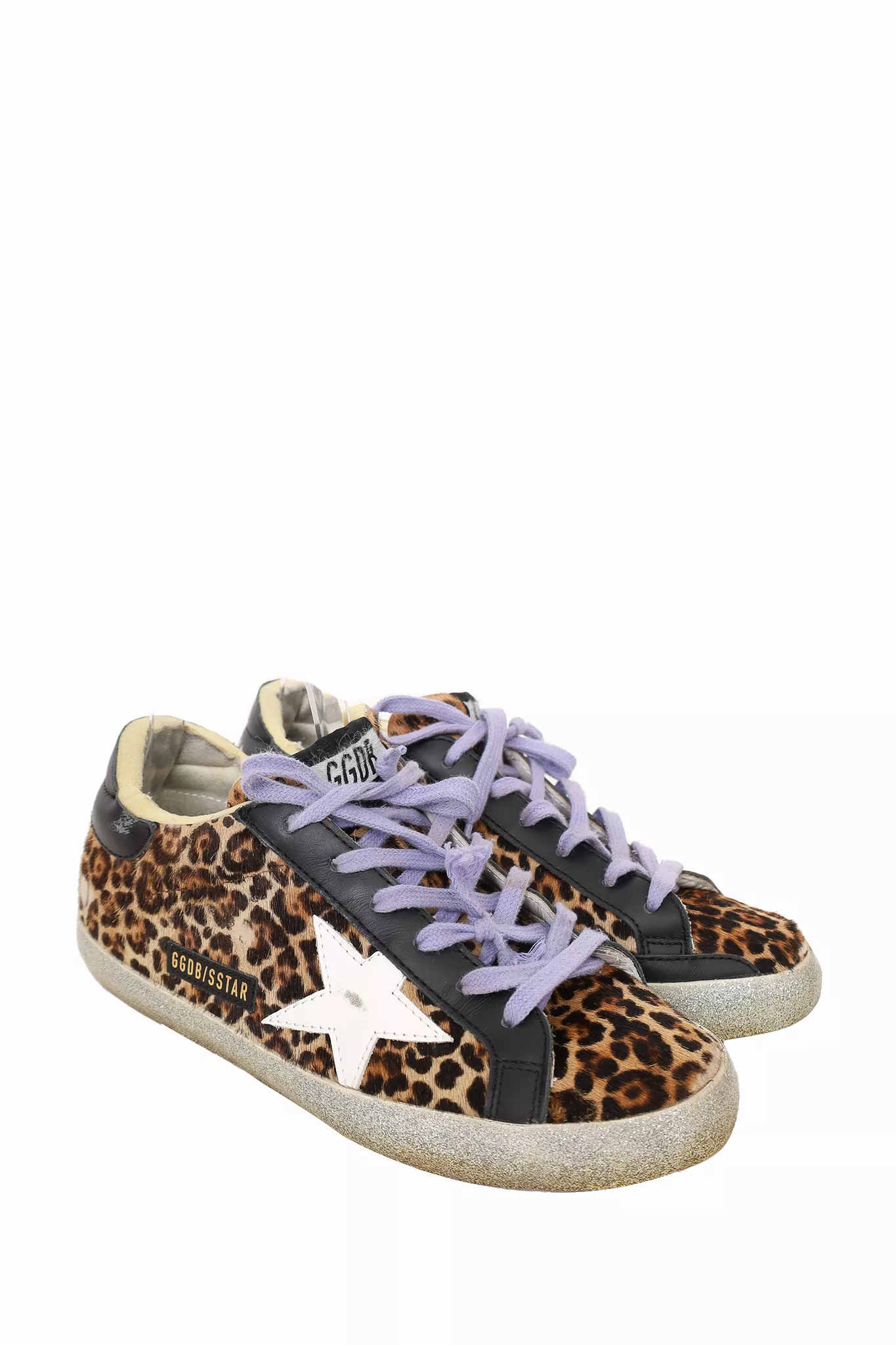 Golden Goose Deluxe Brand Leopard Print Pony Hair Distressed Sneaker Size 38