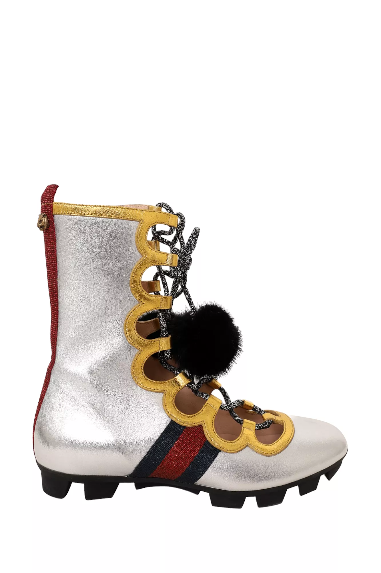 Gucci Silver/Gold Metallic Titan Gladiator High Top Sneaker Size 36