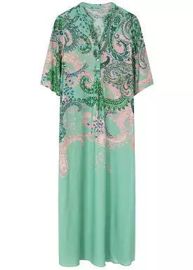 Gustav Anika long shirt dress 49511 Kjole - Neptune Green Paisley Print