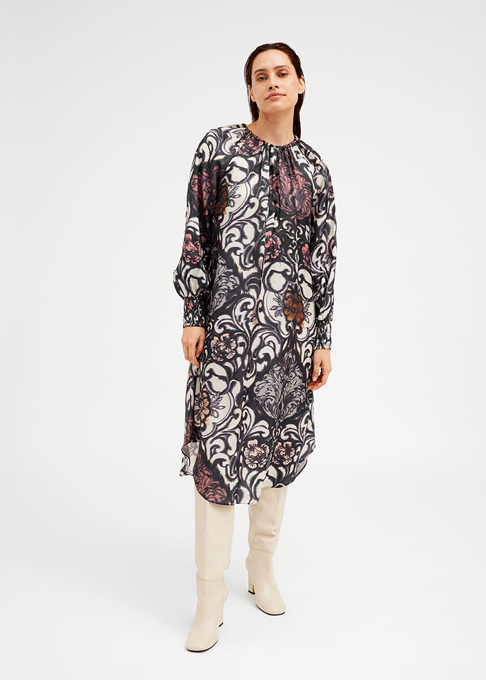 Gustav Madonna shirt dress 50524 Kjole - Brick Dust w. Grey Print