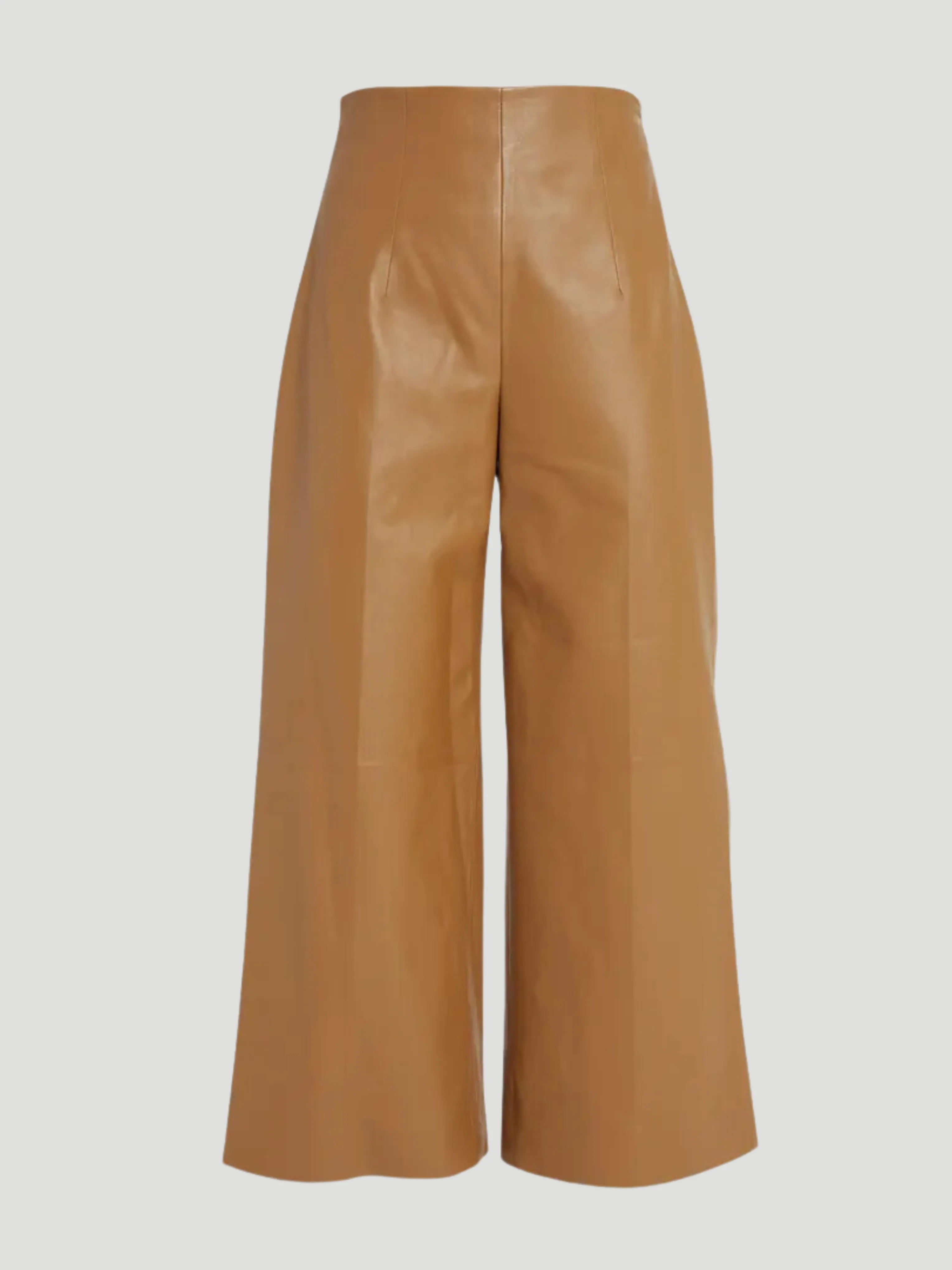 High-Waist Nappa Leather Trouser in Brown