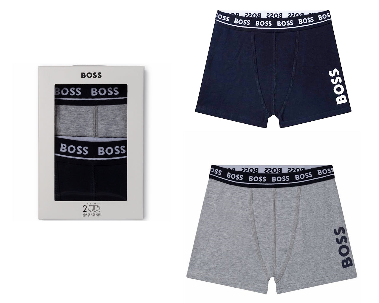 Hugo Boss Boy's J20328 849 Boxer Shorts Navy Grey