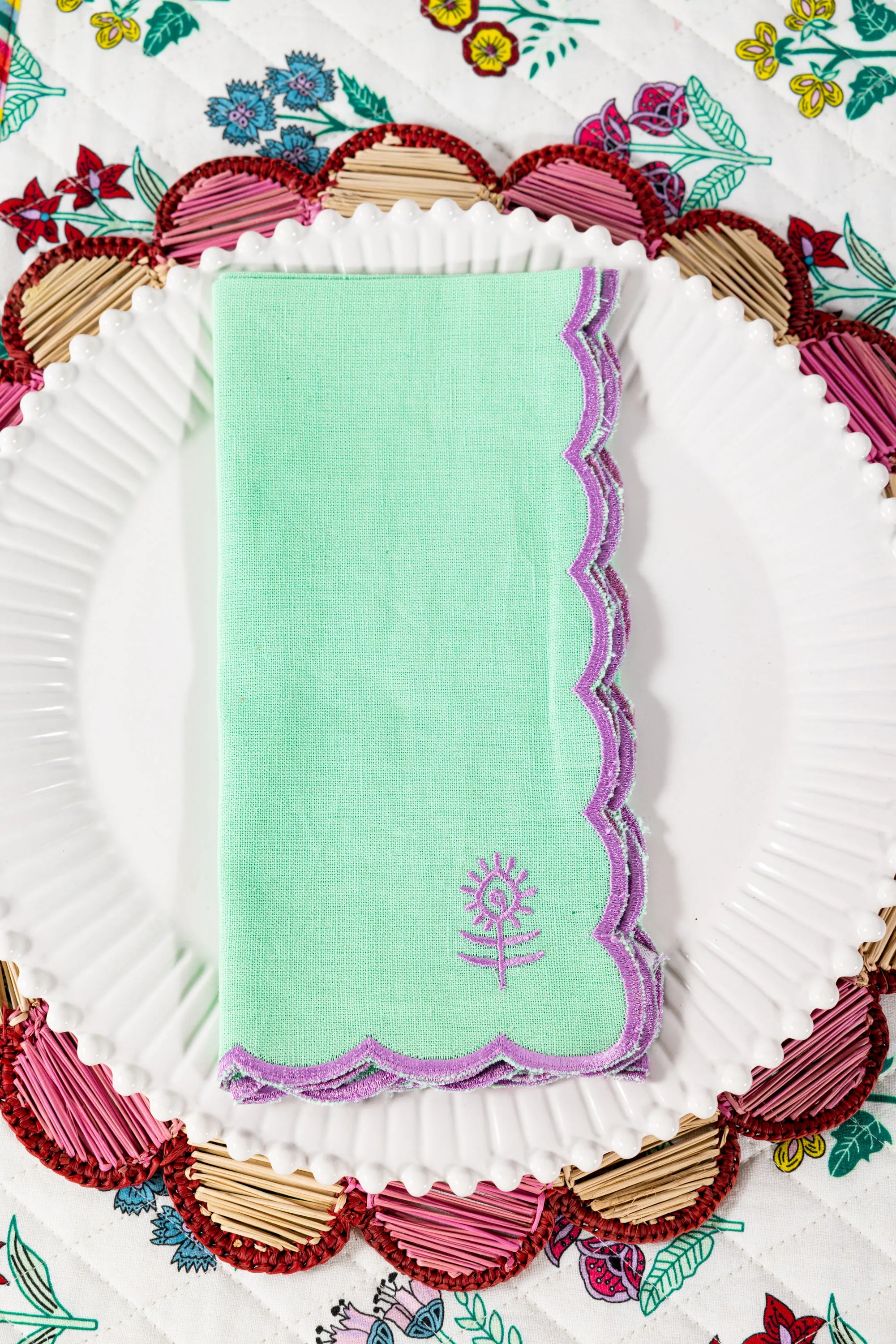 Icon Linen Napkins S/4 - Mint + Lilac