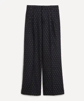 Jacquard Geometric Floral Wide Leg Trousers