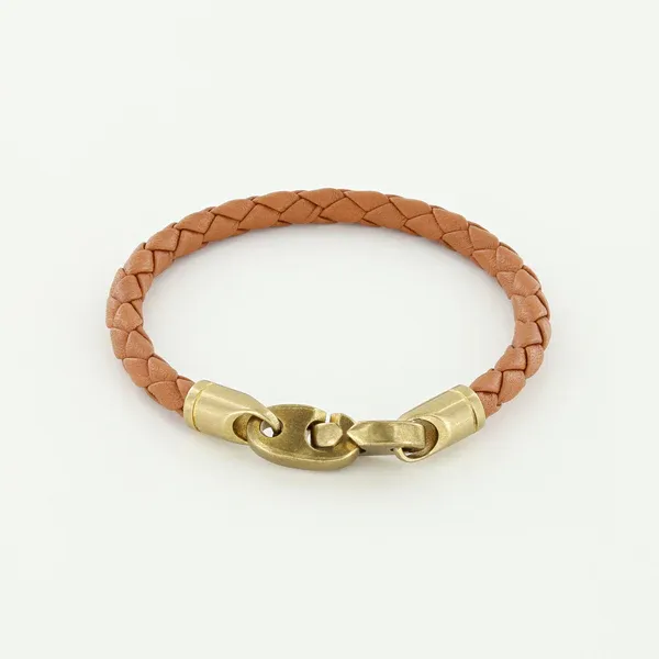 JOURNEY Single Wrap LEATHER  Bracelet with Matte Brass Brummels + BAKED BROWN