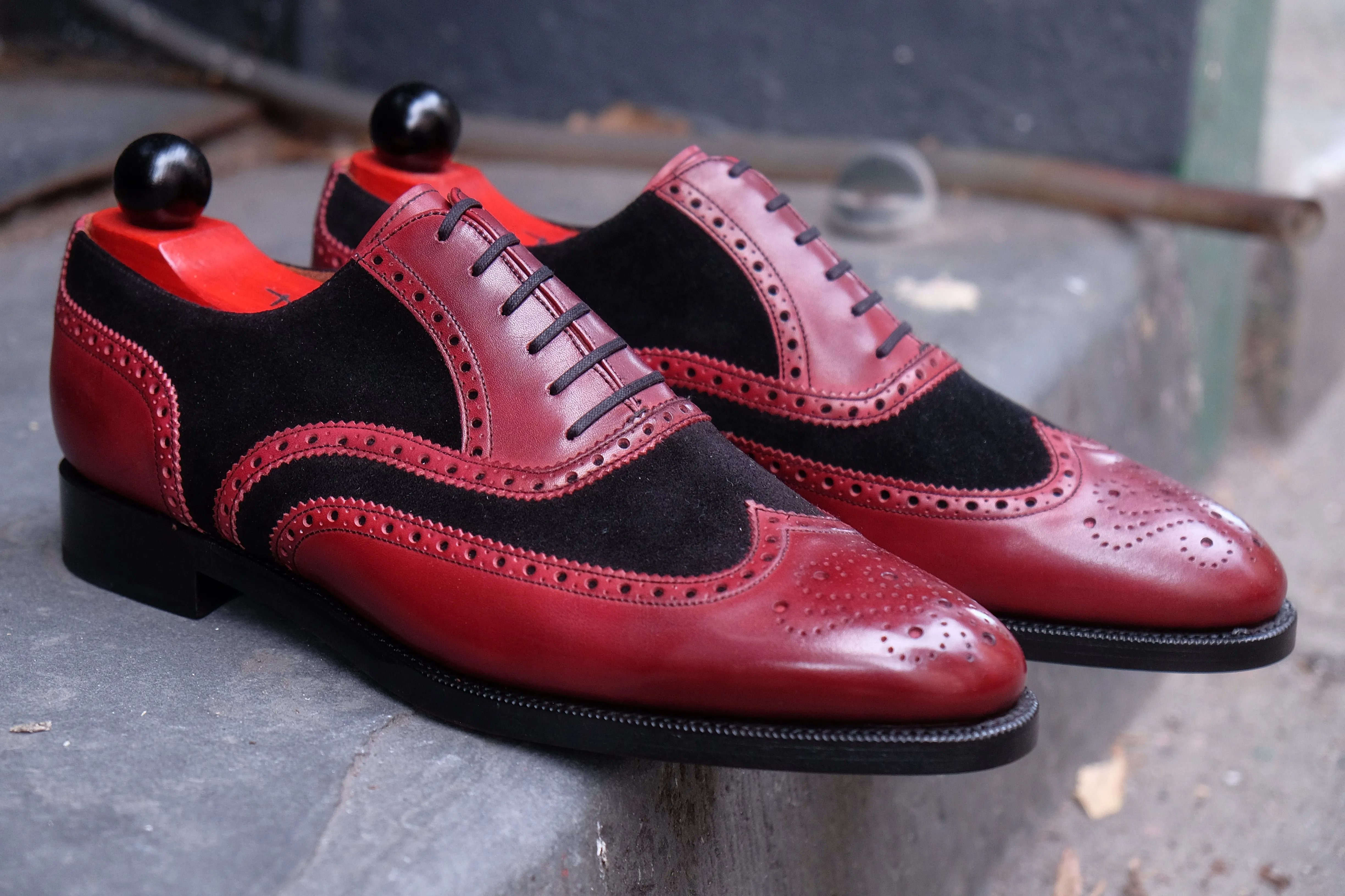 Kitsap - MTO - Burgundy Calf / Black Suede - TMG Last - City Rubber Leather Sole