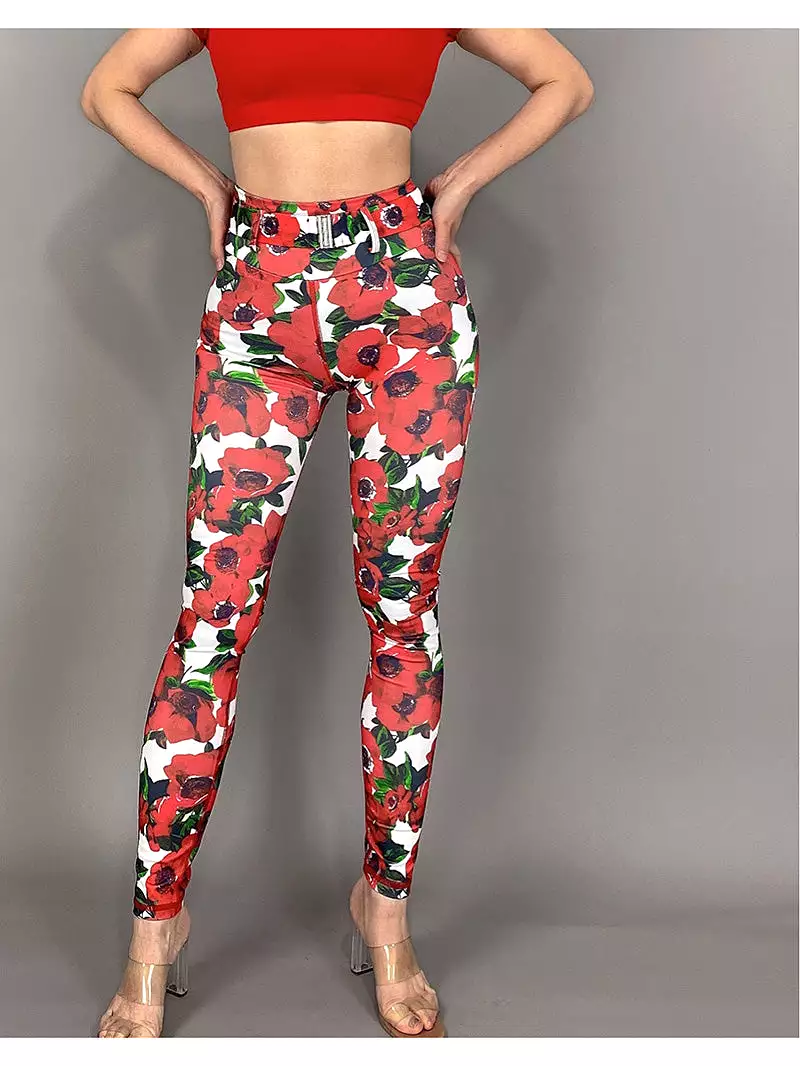 La Fitwear Legging Belt Red Floral