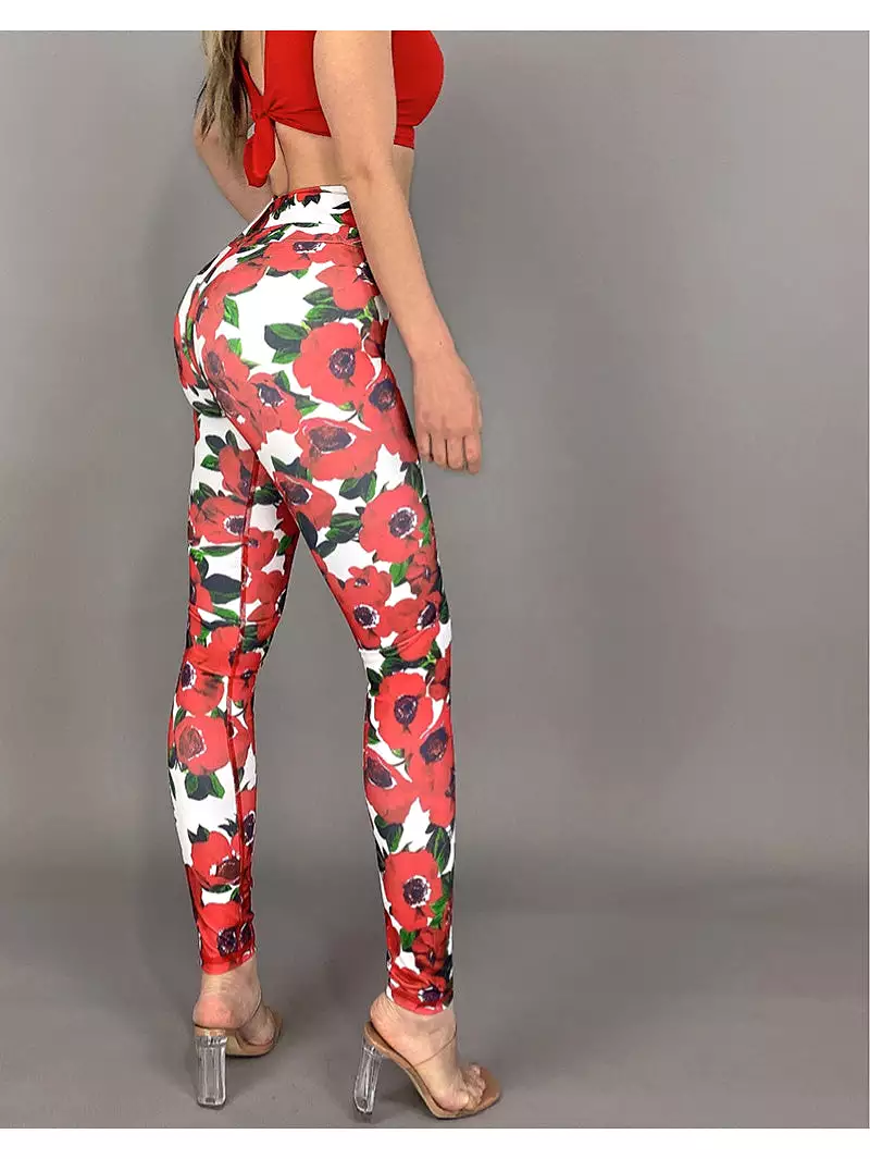 La Fitwear Legging Belt Red Floral