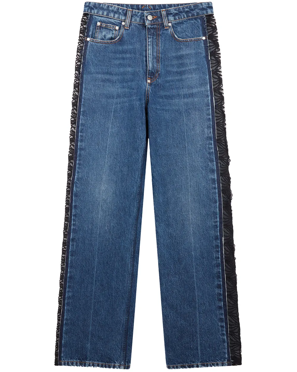 Lace Inset Jean in Vintage Blue Wash