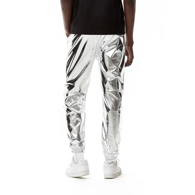 Men's Metallic Elastic Waist Wet Look Hip Hop Club Party Casual Pants