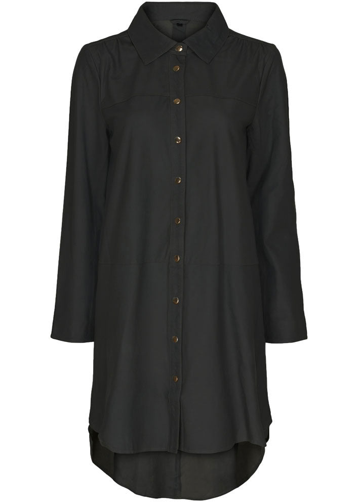 Notyz Oversized Shirt Dress 11112 Skindkjole - black with gold