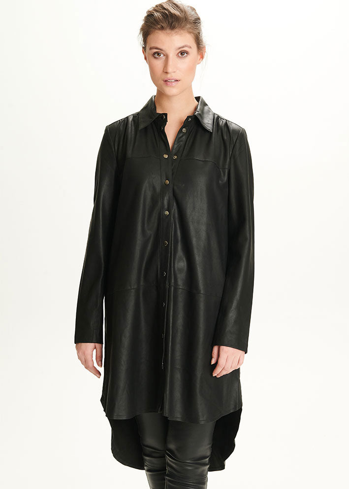 Notyz Oversized Shirt Dress 11112 Skindkjole - black with gold