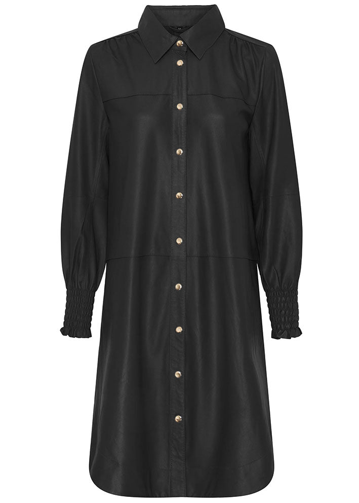 Notyz Oversized Shirt Dress 11249 Skindkjole - Black with light gold