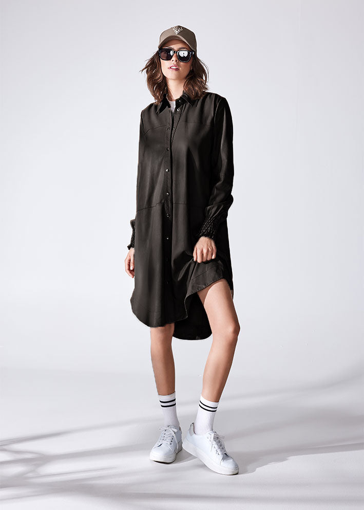 Notyz Oversized Shirt Dress 11249 Skindkjole - Black with light gold