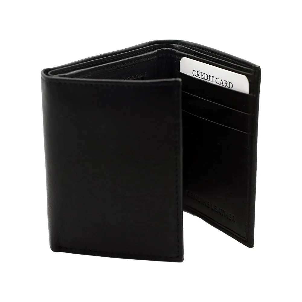 RFID Leather Trifold Wallet with ID Window