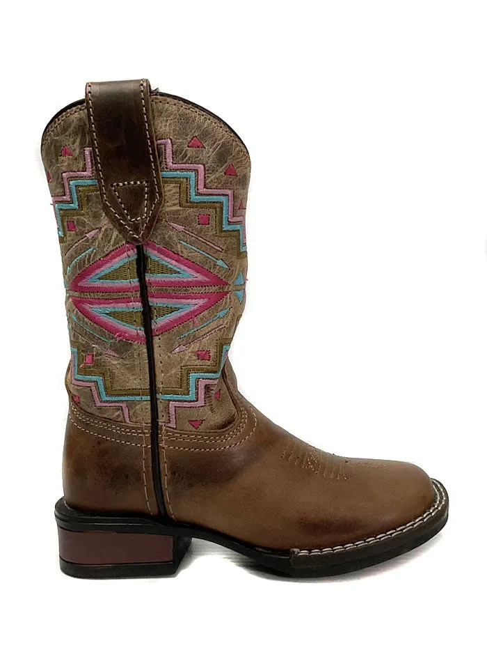 Roper 09-018-0912-2569 BR Kids Monterey Aztec leather Boot Brown