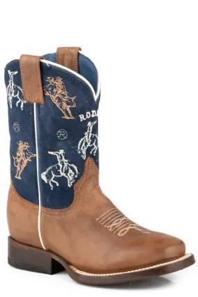 Roper Boys Rough Stock Tan Leather Cowboy Boots