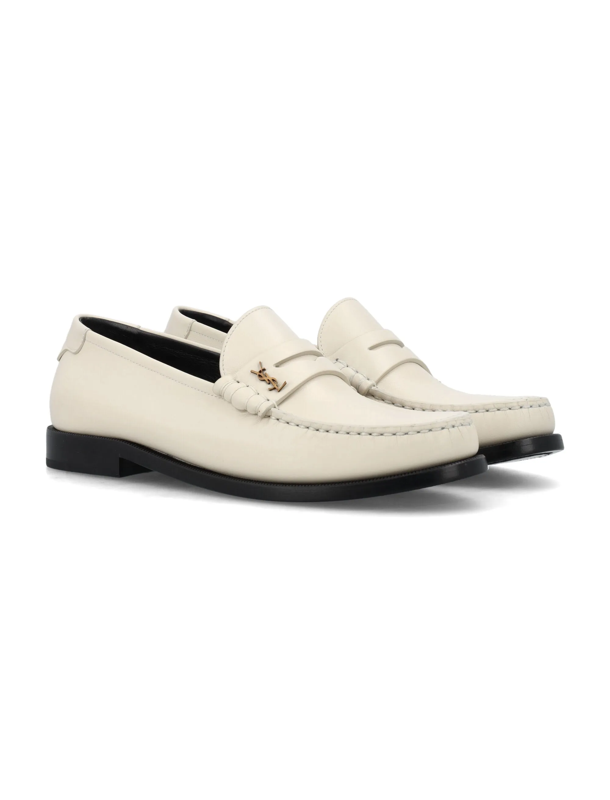 SAINT LAURENT Pearl Leather Loafer Penny Slippers for Women